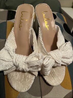 Lulu's Ivory Knot-Front Slide Mules